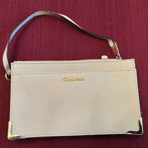 Calvin Klein Beige Wristlet Clutch